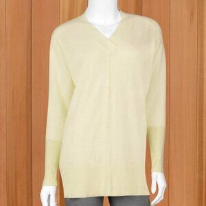 NWT Kinross Cashmere CrossOver Easy Vee Soft Lemon (Size Medium)